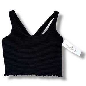 Spiritual Gangster Black Ribbed Seamless Crop